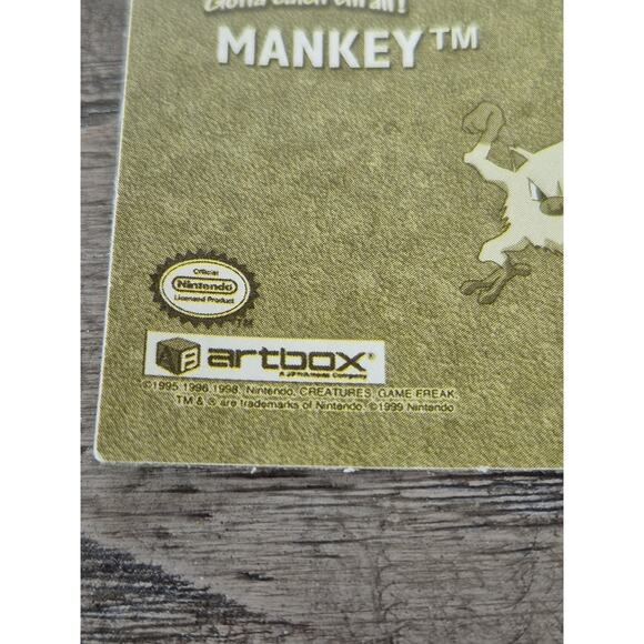 Vintage 1999 Pokemon Artbox Series 1 Stickers Mankey #G09 Gold Holo - Picture 6 of 9